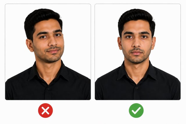 Photo of a man with incorrect and correct facial expressions