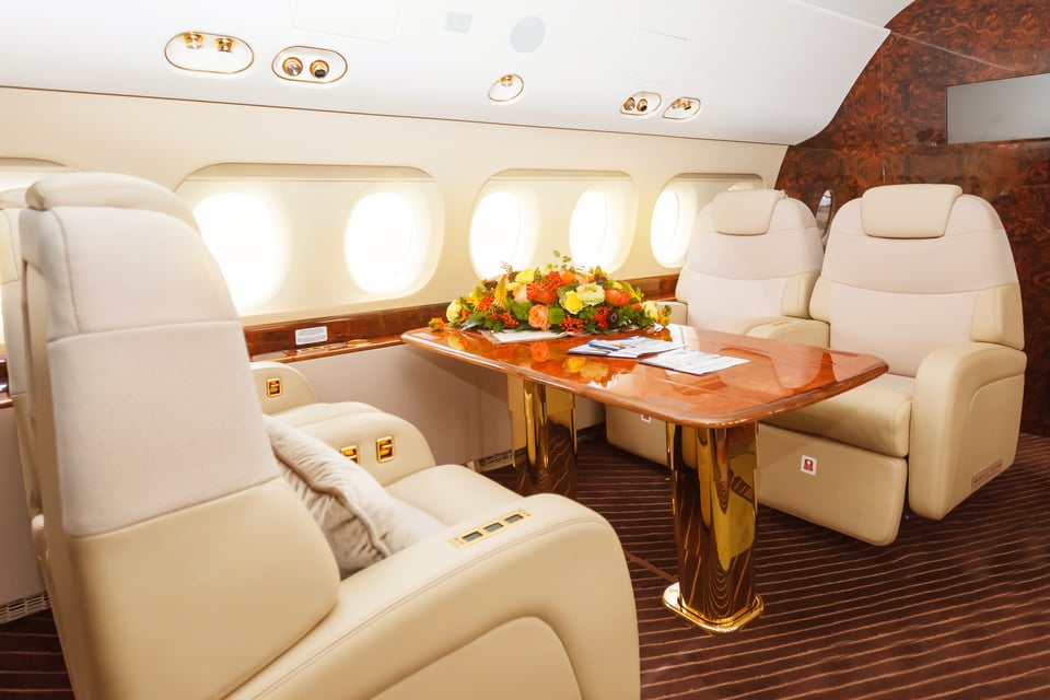 Intérieur luxueux de la cabine de classe affaires